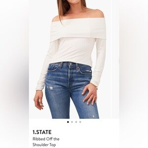 1.STATE Ribbed Off-the-Shoulder White Top XS